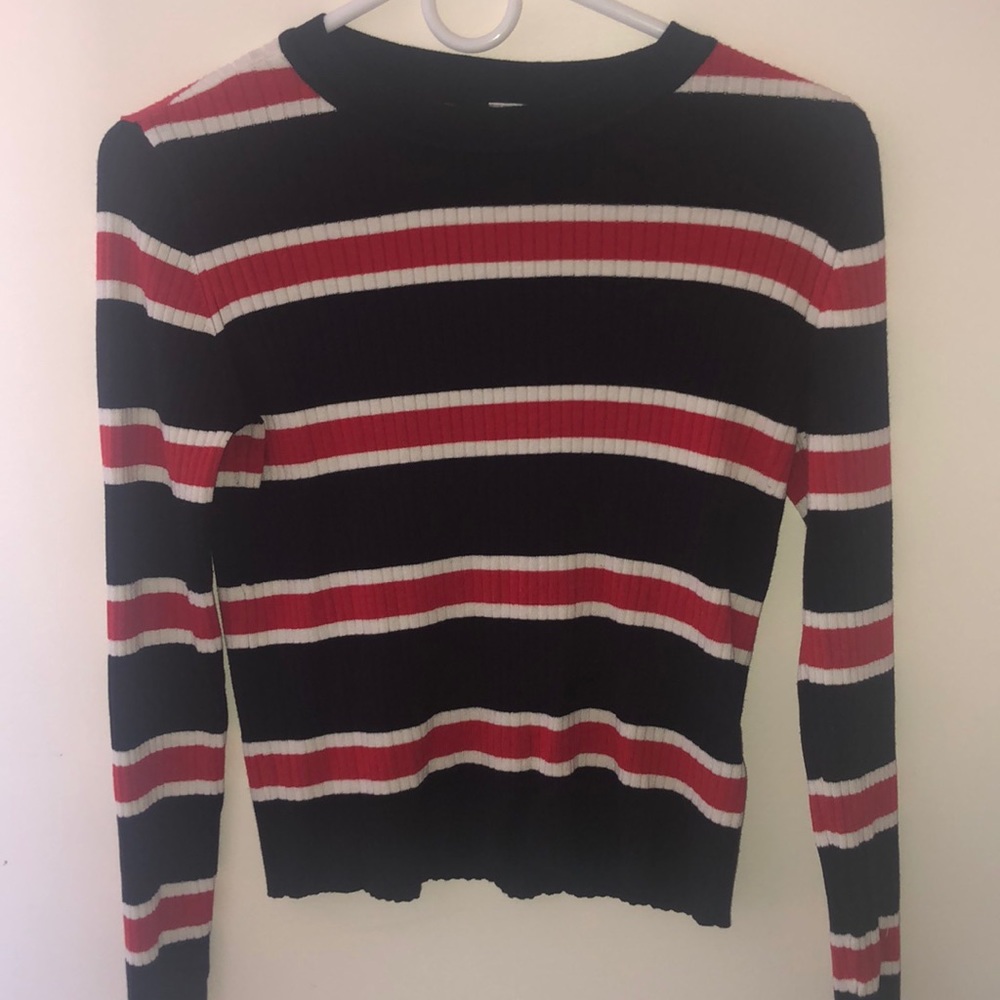 Long sleeve stripped blue red white